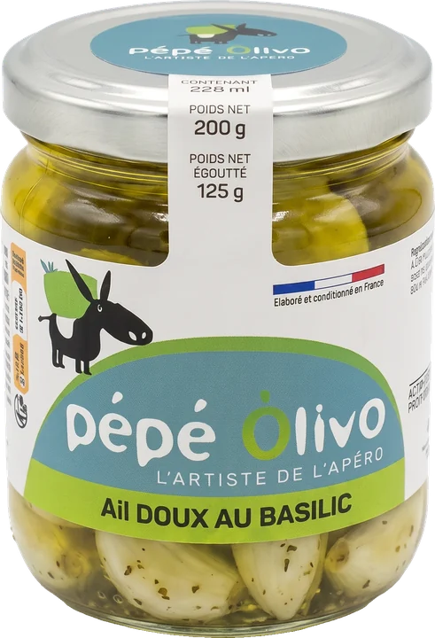 Bocal Pépé Olivo ail doux au basilic