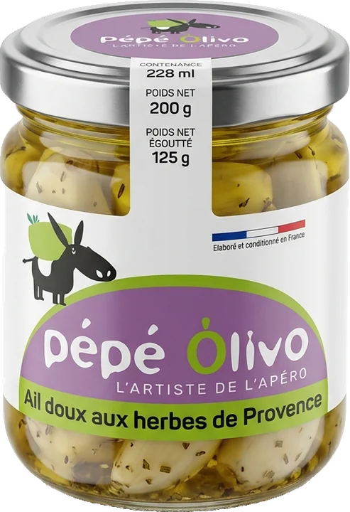 Bocal Pépé Olivo ail doux aux herbes de Provence