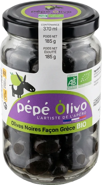 Bocal Pépé Olivo olives noires façon Grèce BIO