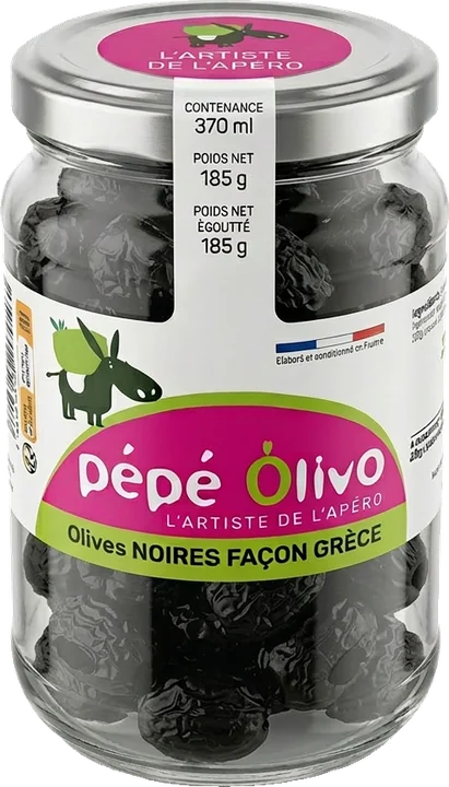 Bocal Pépé Olivo olives noires façon Grèce