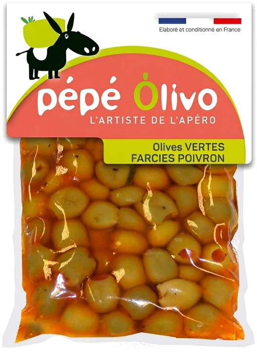 Sachet Pépé Olivo olives vertes farcies poivrons